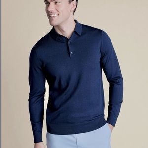 Linea Uomo Bright Navy Blue Wool Blend Collared Pullover Sweater Size XXL